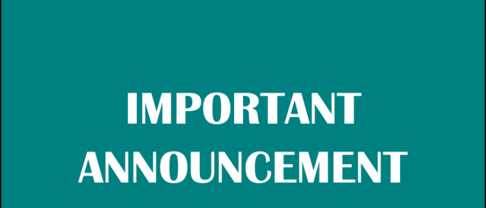 IMPORTANT ANNOUNCEMENT